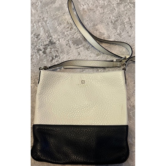 Kate Spade New York Black & White Pebbled Leather Crossbody Bag - Picture 1 of 9